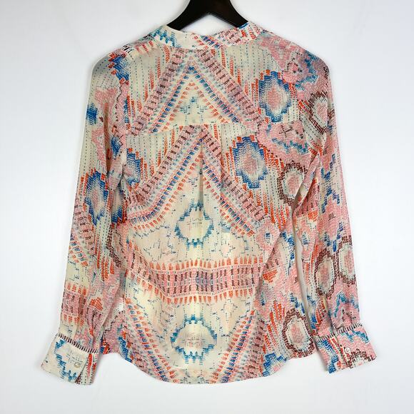 Anthropologie Dolan XS Melilla Peasant Blouse Top Popover Cream Pink - Picture 7 of 10